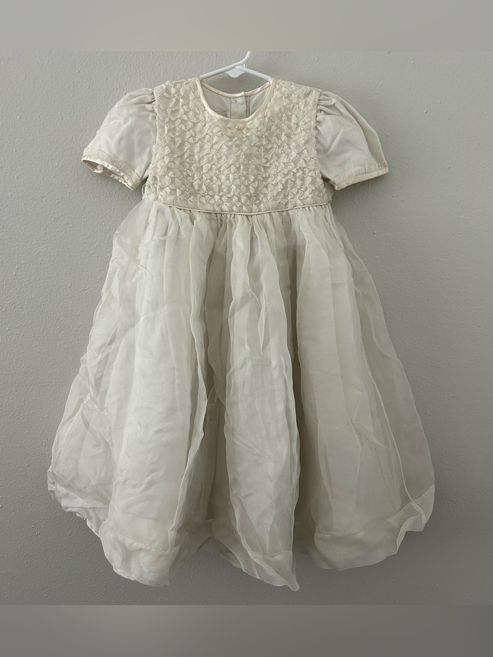 Strasburg Ivory 100% Silk Dress Girls Size 4 Pearls Communion Baptism Wedding